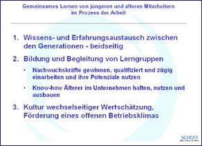 Gemeinsames Lernen von jüngeren und älteren Mitarbeitern im Prozeß der Arbeit